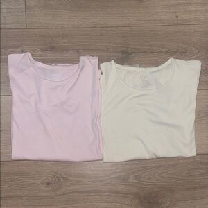 L.L. Bean Soft Pink and Cream Tees/ bundle of Long sleeves